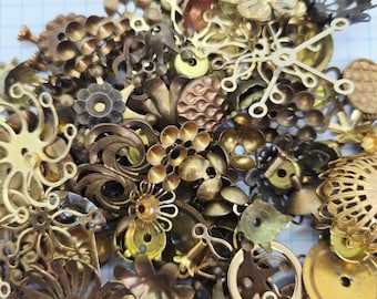 Grab Bag of Vintage Brass Findings-Jewelry Findings