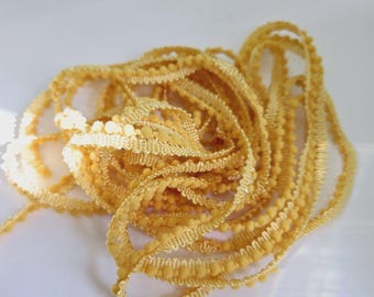 Yellow 3/8 inch Mini Polyester bobble Pom Pom Ribbon- 2 Yards
