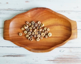 Monkey Pod Wood Oval Bowl Vintage Carved Bowl- Handmade