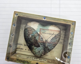 Heart Box Shadow Box: Vintage Millinery Assemblage Art
