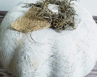 FarmHouse style pumpkin- book pages, burlap
