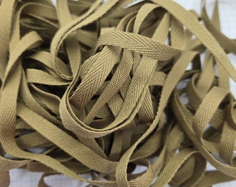 Khaki Olive Green Cotton Twill Tape: 1/4 inch Ribbon 5 yards, Scrapbooking & Packaging