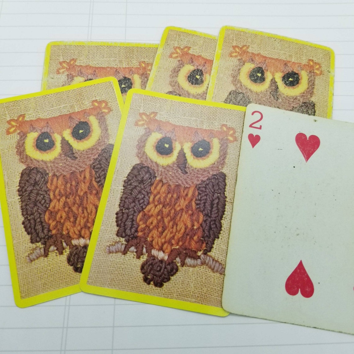 Owl playing cards Vintage Owl Cards Set of 6 Cards Etsy