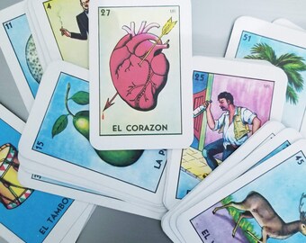 20 Mexican Loteria Lotto Cards- Pkg of 20 cards- Collage Assemblage Supplies Flea Markets