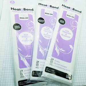 Heat n Bond Fusible Interfacing- Light Weight, Medium Weight- 1 Yard