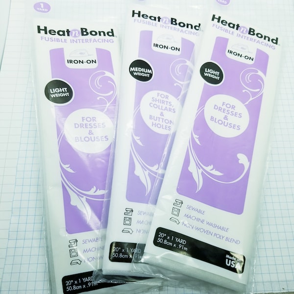 Heat n Bond Fusible Interfacing- Light Weight, Medium Weight- 1 Yard