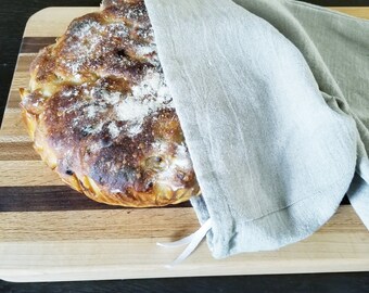 Linen Drawstring Bread Bag: Rustic Eco-Friendly Storage (12x16 inches)