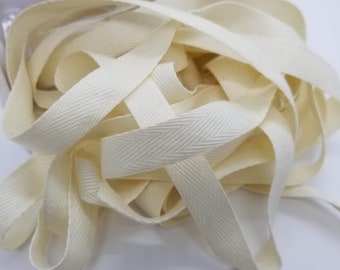 Beige Natural 1/2 inch Cotton Twill Tape, Scrapbooking Supplies, 5 Yards, Packaging Supplies