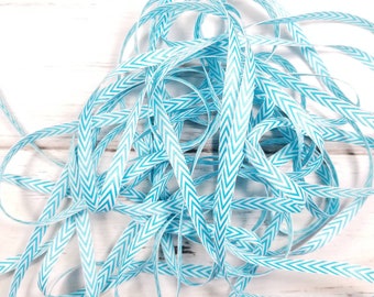 Turquoise Chevron polyesterTwill Tape: 1/4 Inch, 5 Yards