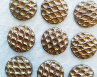 Vintage Brass Jewelry Findings- set of 12 round texture