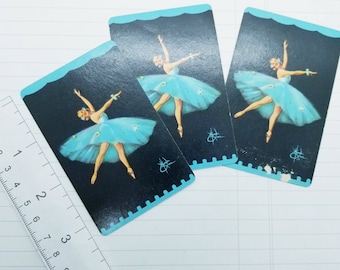 Vintage Blue Ballerina Dancer Cards- Pkg of 6 Collage Assemblage Supplies Flea Markets