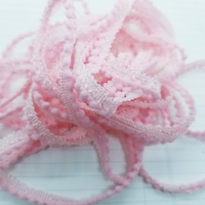 Baby Pink 3/8 inch Mini Polyester bobble Pom Pom Ribbon- 2 Yards