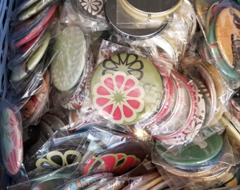 Grab Bag of 5 Random Pocket Mirrors: Vintage & Floral Designs