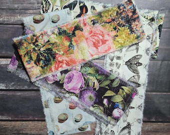 Tim Holtz Fabric Strips-3 inches wide- Junk Journals, Assemblage, Collage