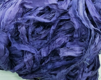 Purple Grape Sari Silk Ribbon: Torn Edge Junk Journal Supply (4 Yards)