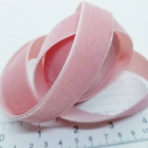 Medium Dusty Peach Pink 22 mm Polyester Velvet Ribbon 1 Yard image 1