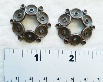 Vintage Brass Jewelry Findings- set of 2 circle findings