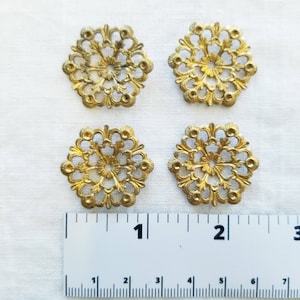 Vintage Brass Jewelry Findings- set of 4 flowers