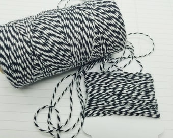 black & White 4 Ply Bakers Twine - 10 Yards for packaging, artwork, collage, assemblage
