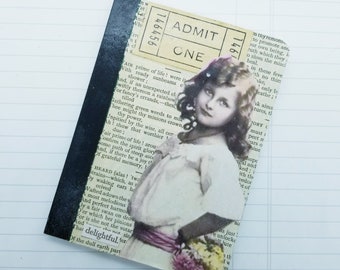 Collaged Pocket Composition Notebook- Delightful - Vintage Images, Diary,