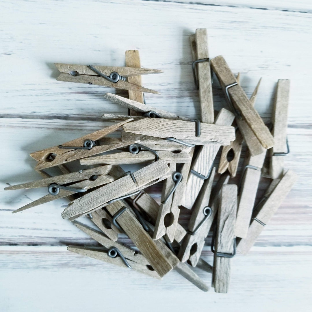 Spring Cloth Pin 30 Vintage Weathered Wooden Spring Clothespins - Etsy