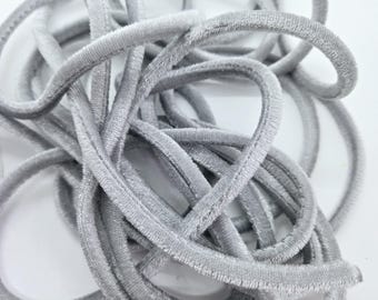 Round 4mm Velvet Ribbon Cord Piping- 4-5 mm, Grey, 2 Yard Length