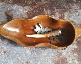 Wooden leaf bowl boho cottagecore