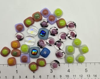 Small Glass Cabochons-Fused Glass for Jewelry, Crafts Pkg of 80+