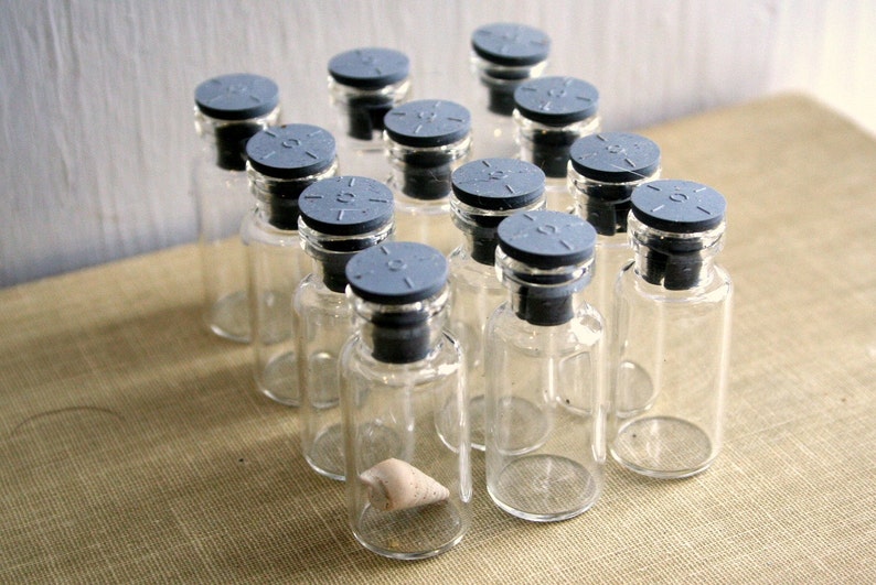 12 Smaller Glass Bottles For Assemblage, Studio Organization, Collections & Storage image 4