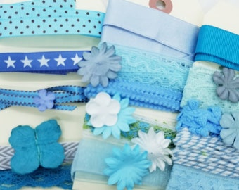 Vintage Blue Ribbons and Trims package