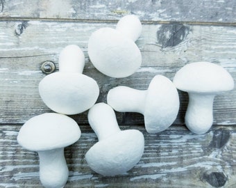 6 Medium Spun Cotton Mushrooms- 30 MM tall- Assemblage Supply