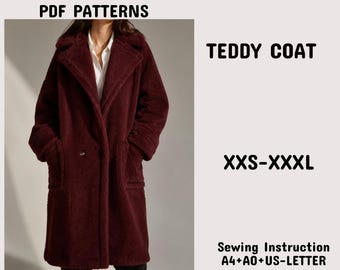 Teddy Coat Sewing Pattern | Oversized Faux Fur Jacket (Digital Download)