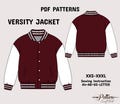 Baseball Jacket Sewing pattern, Varsity Jacket Pattern, Digital PDF Bomber jacket pattern in A4+A0+US-Letter + Detailed Instruction XXS- 3XL