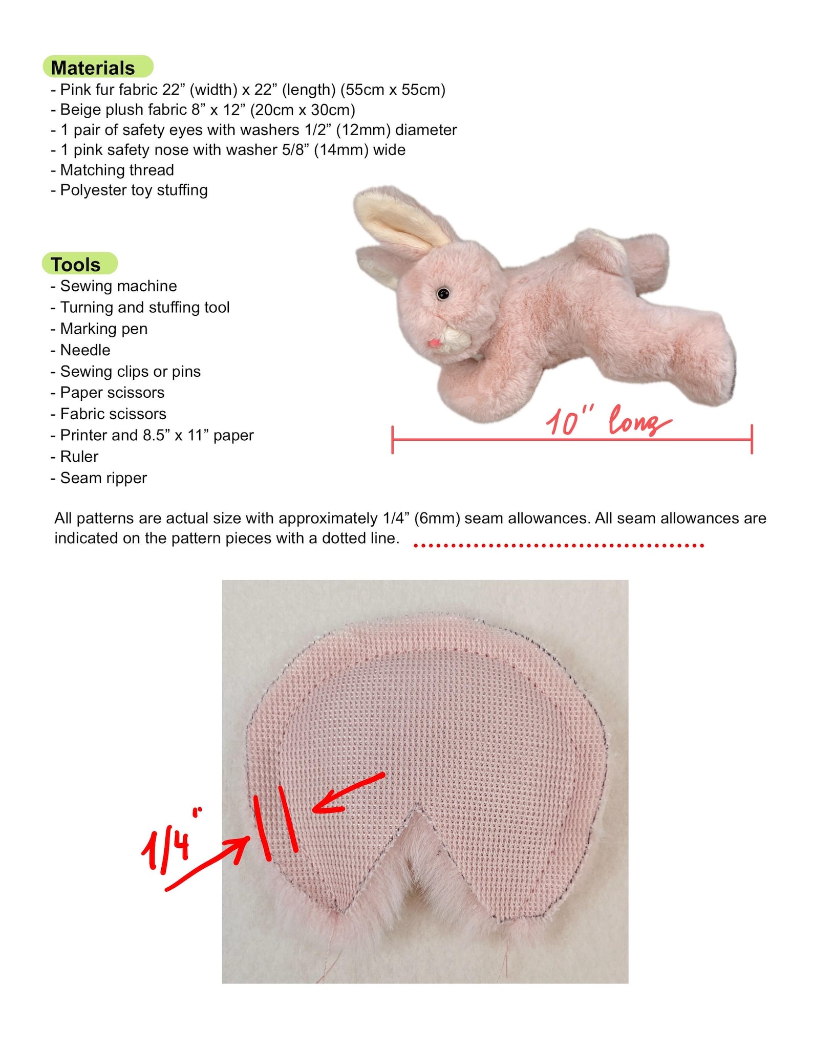 Bunny Plushie Sewing Pattern Photo Tutorial, Rabbit Stuffed Animal PDF ...