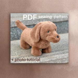 Tutoriel photo de patron de couture pour chiot teckel, animal en peluche chien PDF à télécharger