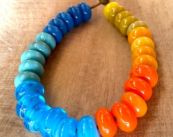 Lampwork Spacer Beads Blue, Yellow and Orange