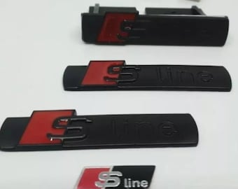 Sline S Line Aufkleber Set Audi Emblem Kühlergrill Schwarz Glanzer