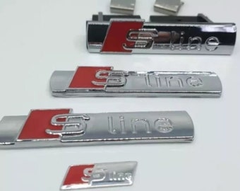 Sline S Line Aufkleber Set Audi Emblem Kühlergrill Sliber glanzer