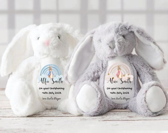 Personalised Christening Bunny - Personalised Christening Gifts - Christening Keepsake - Baptism Gifts - For Boy - For Girl - New Baby