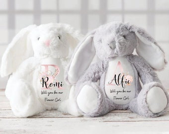 Personalised Flower Girl Bunny Rabbit - Personalised  Gift - Flower Girl Gift - Bridesmaid Teddy - Flower Girl Teddy - Wedding
