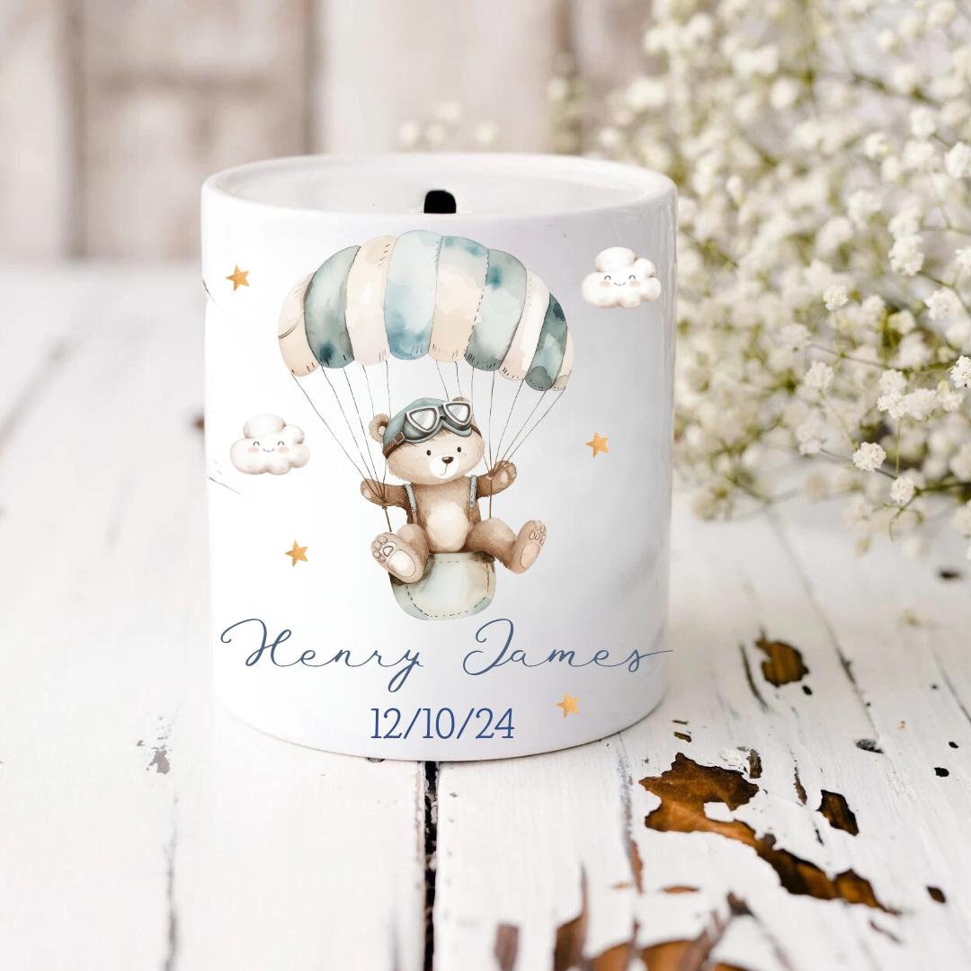 Personalised New Baby Money Box Personalised Money Box Baby Money Box