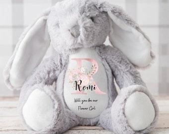 Personalised Flower Girl Bunny Rabbit - Personalised  Gift - Flower Girl Gift - Bridesmaid Teddy - Flower Girl Teddy - Wedding