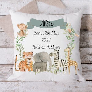 Safari Nursery Cushion,Nursery Decor,Baby Boy Gifts, New Baby Gift, Pillow, Jungle,Toddler Bedroom,Safari Nursery, Newborn