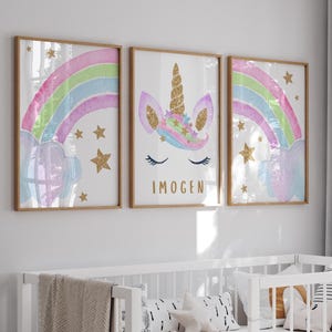 Unicorn Nursery Prints: Rainbow Decor for Girls Bedroom