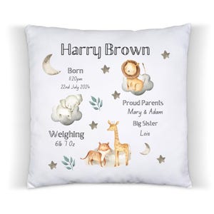 Nieuw babycadeau, gepersonaliseerd kussen geboortestatistieken baby, kinderkussen, geboortekaartje, babyshowercadeau, babyaandenken,