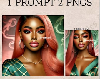 Retrato digital con mensaje de alta costura con IA / 1 mensaje personalizable 2 PNG de muestra / Perfecto para artistas digitales I ChatGPT Guía de mitad de camino