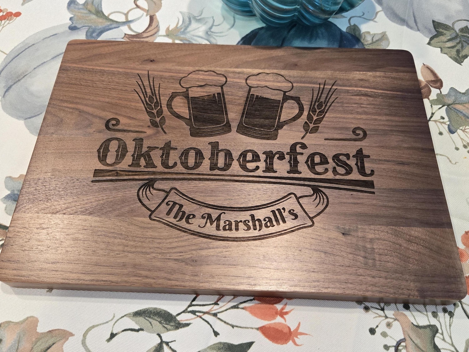 Personalized Oktoberfest Cutting Board Engraved With Family Name