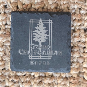 Grand Californian Hotel Coasters Set of 4 Engraved Slate Drink Coasters, Disney Vacation Club Gift, Disneyland Resort Vacation Keepsake