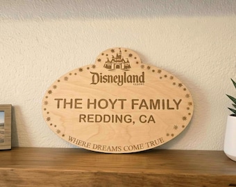 Personalized Disney Cast Member Badge Sign, Engraved Birchwood Disneyland or Disney World Decor