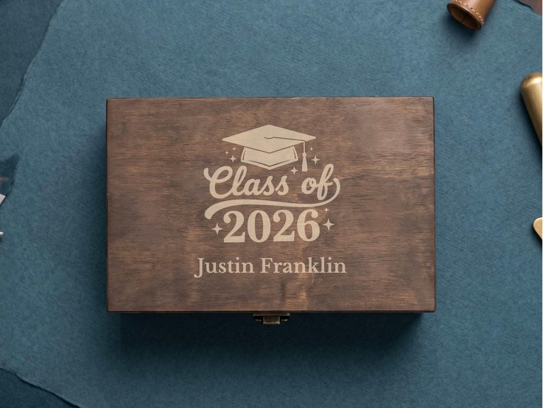 Timber Graduation Box Personalized Graduation Memory Box, Engraved Pine Wood Keepsake Chest ...